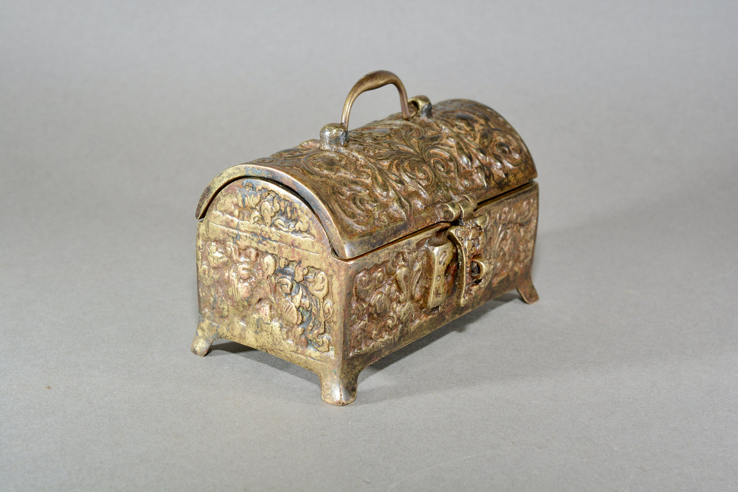 Medieval revival dome topped casket jewel box