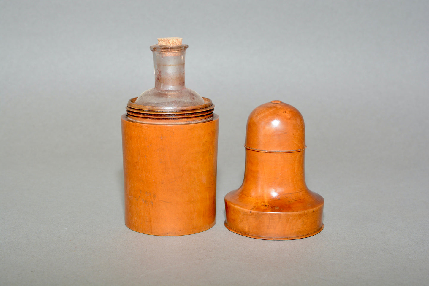 Victorian apothecary medicine bottle in wooden case