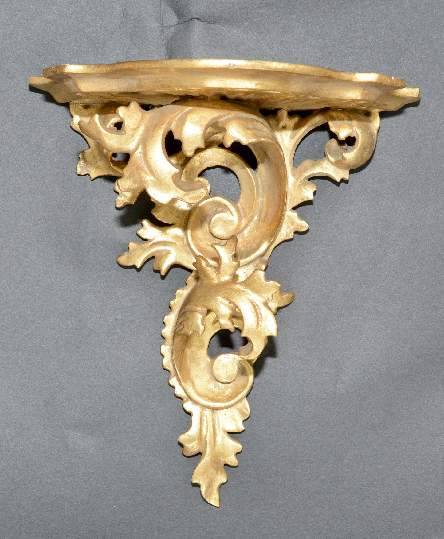 Antique carved wooden gilded Rococo wall shelf sconce corbel