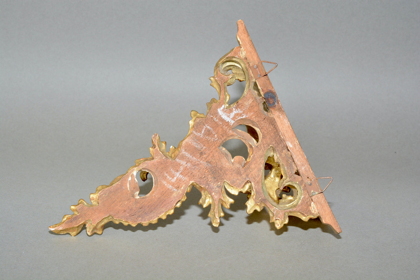 Antique carved wooden gilded Rococo wall shelf sconce corbel