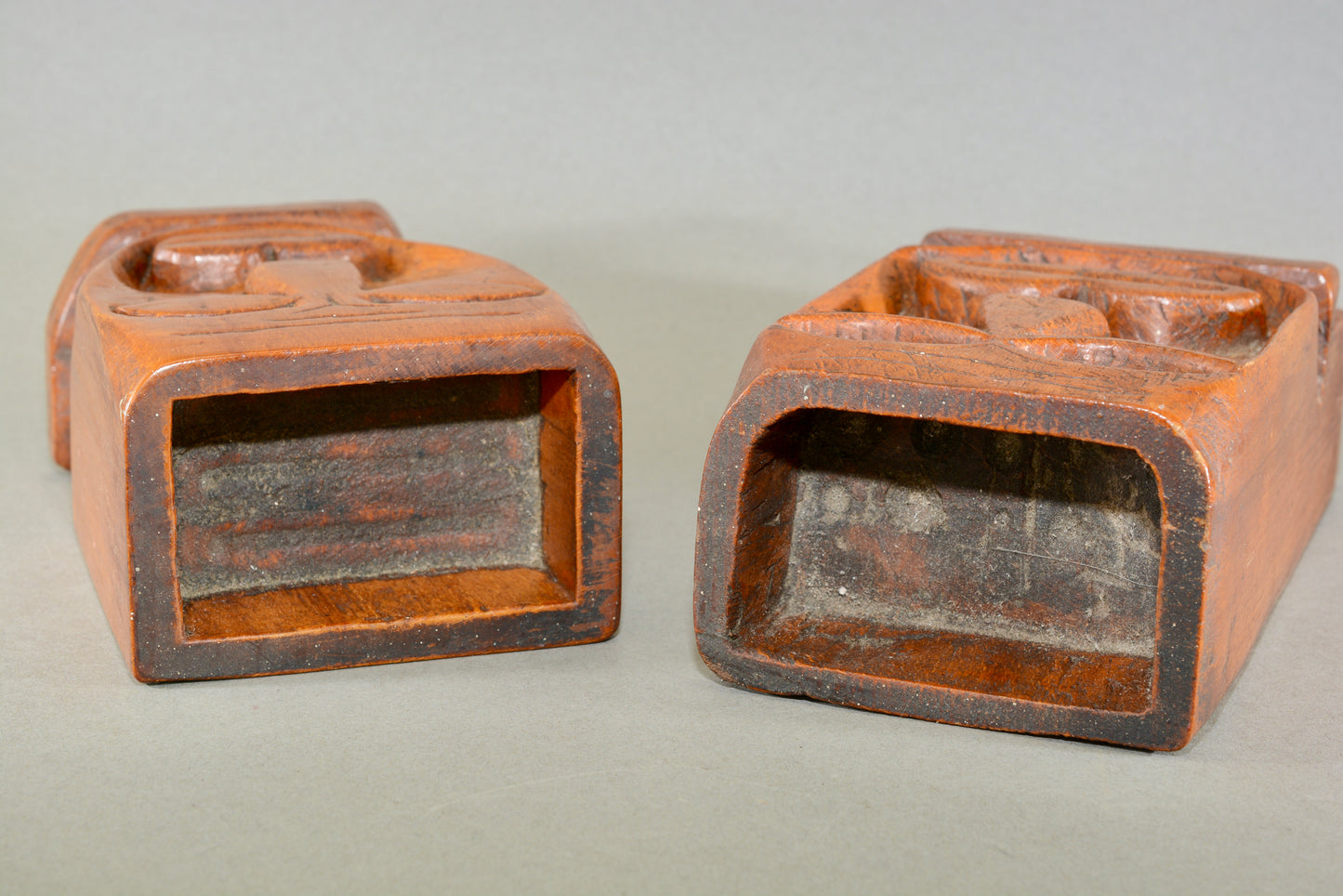 Unusual vintage folk art carved faces