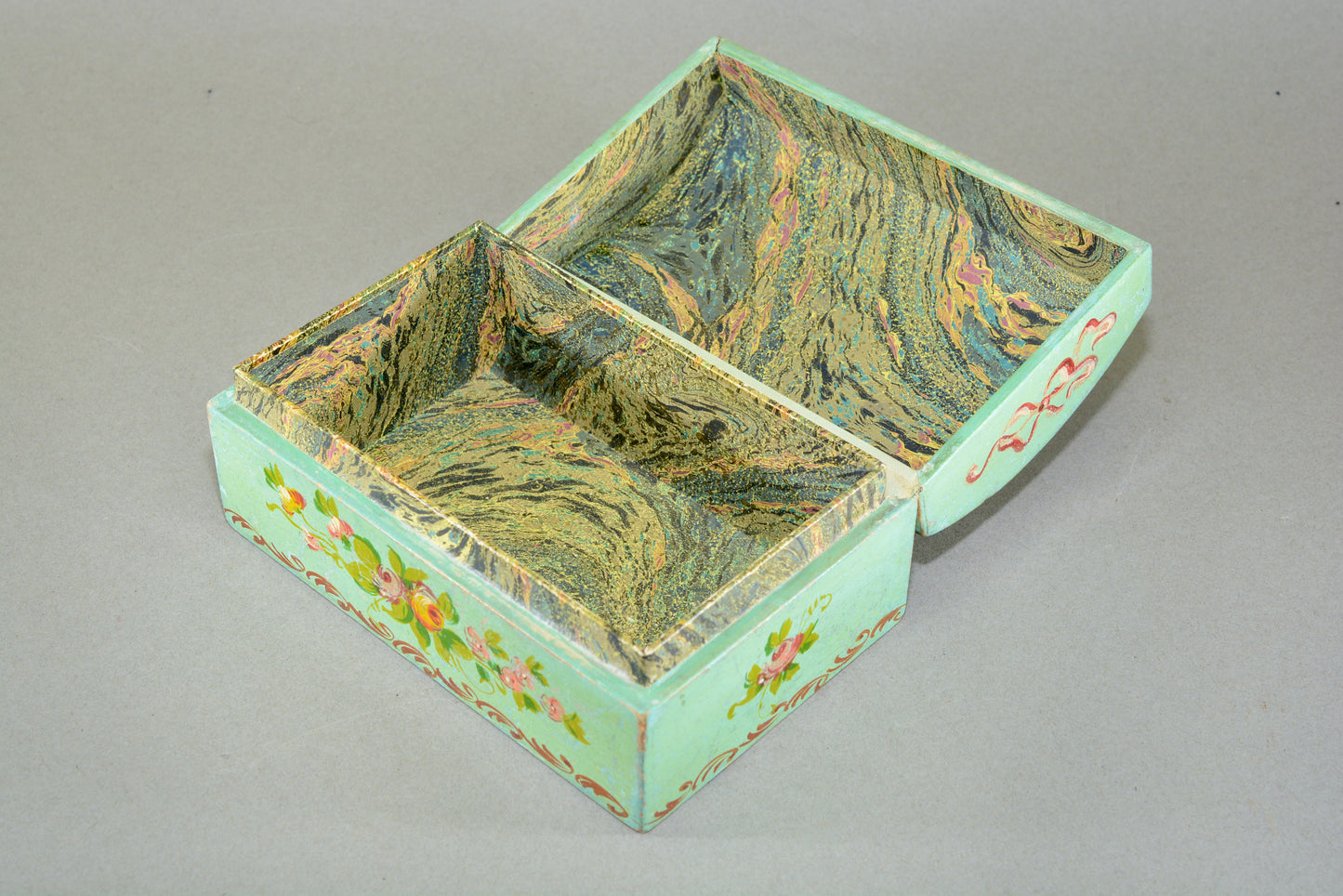 Hand painted dome topped box with Calais harbour