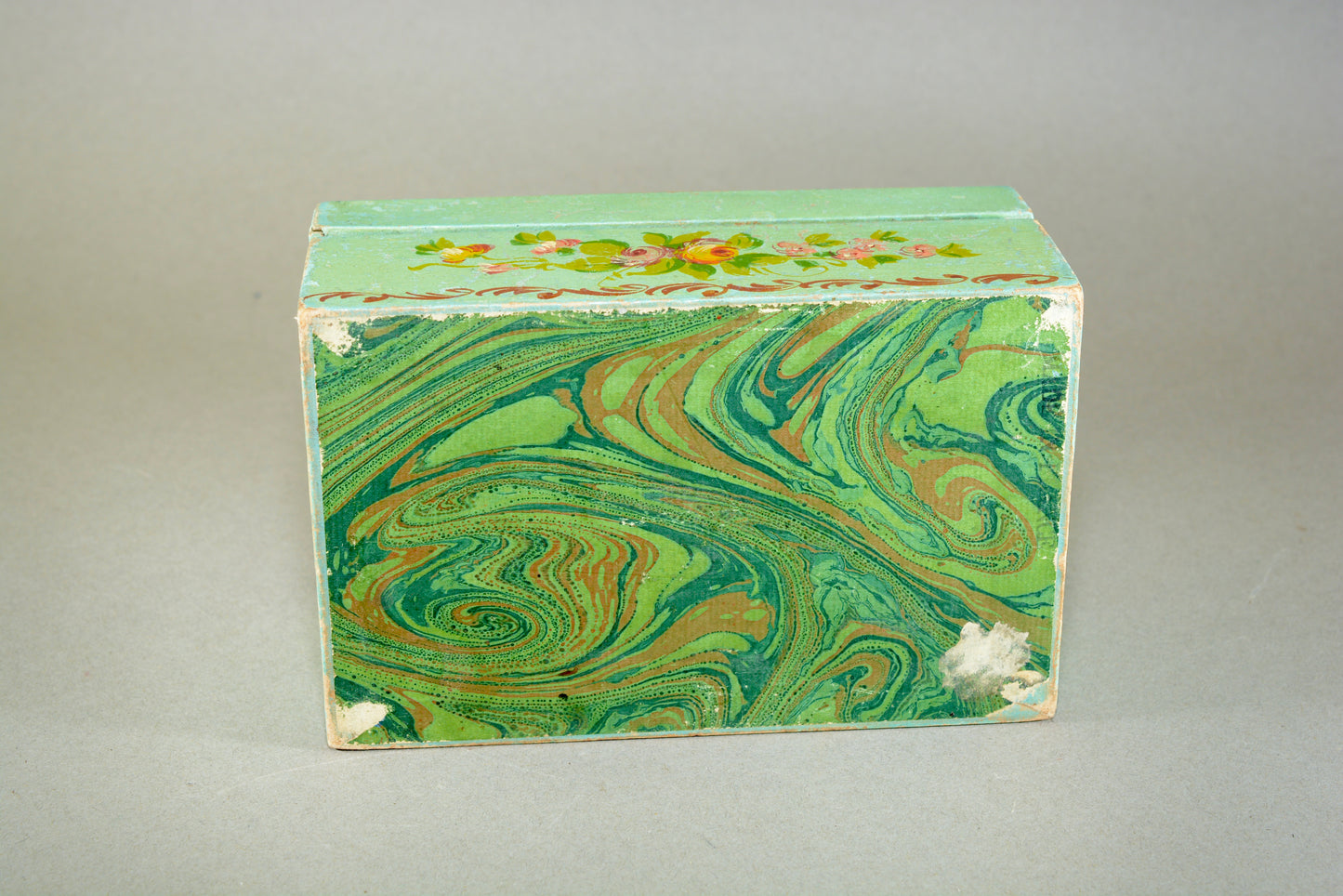 Hand painted dome topped box with Calais harbour