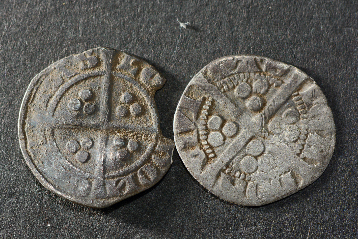 Two King Edward 1st hammered silver halfpenny 1272-1307 Medieval English coins M8