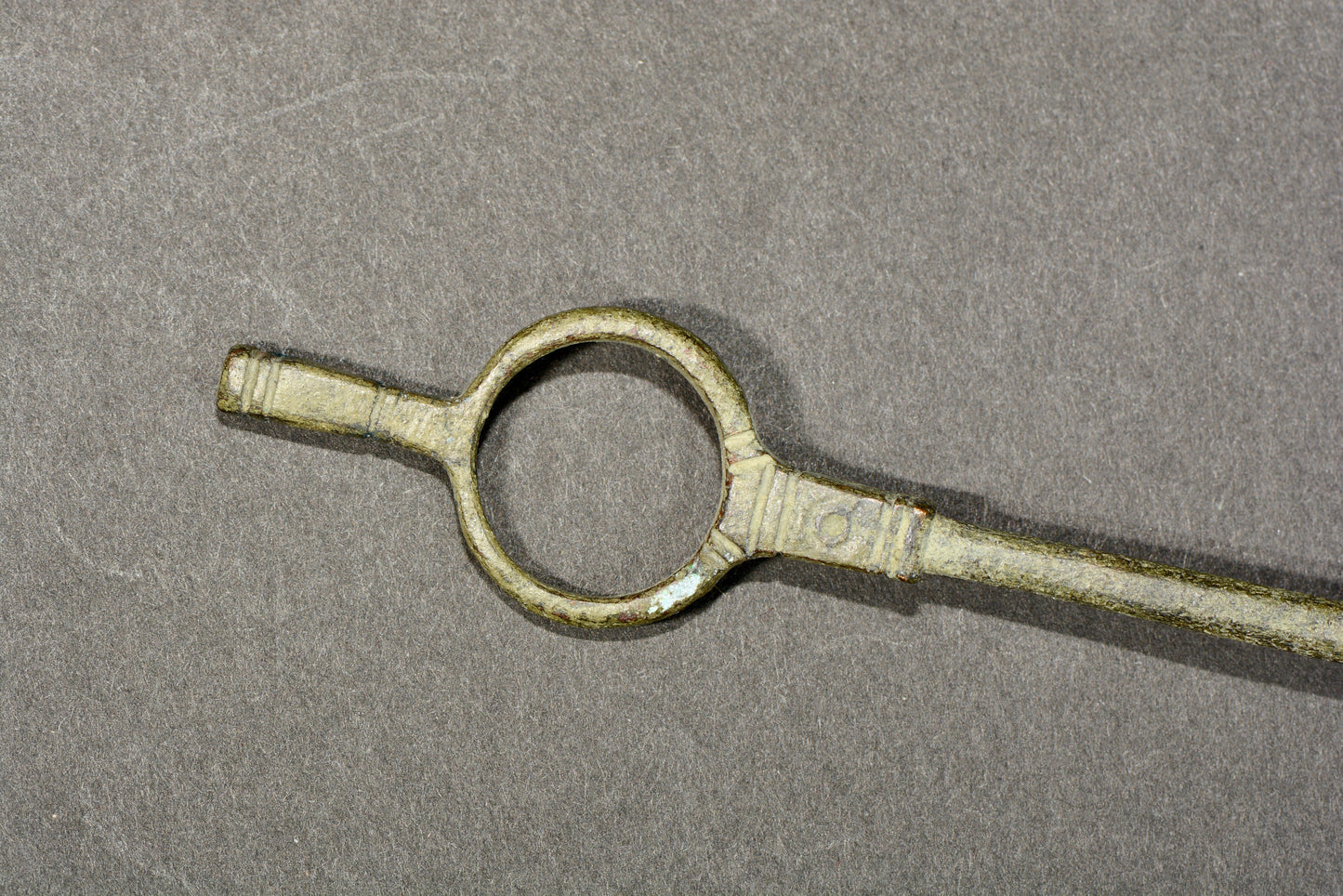 Ancient Roman bronze bird topped distaff spinning tool