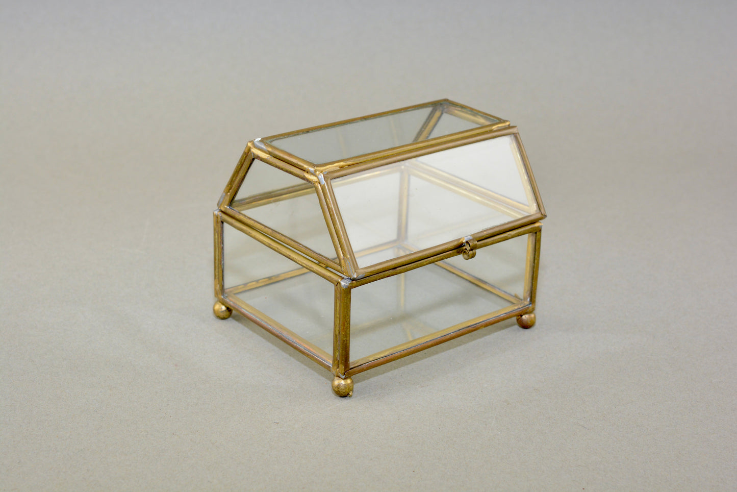 Vintage brass and glass bijouterie box