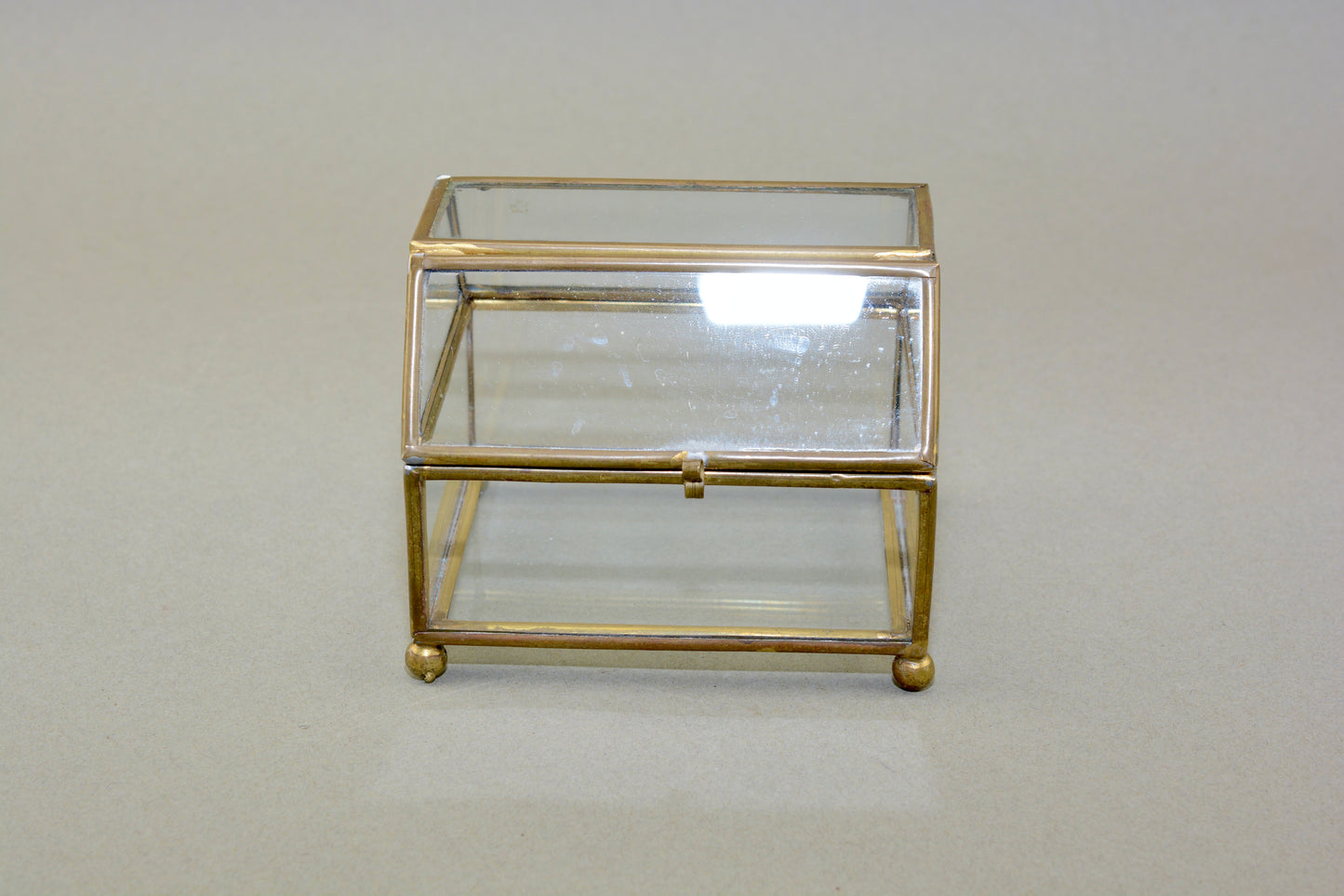 Vintage brass and glass bijouterie box