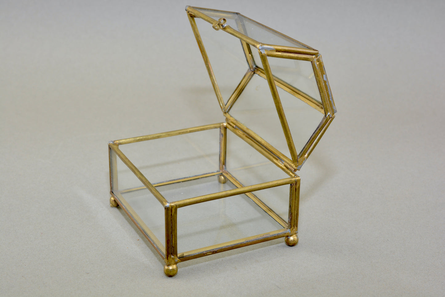 Vintage brass and glass bijouterie box