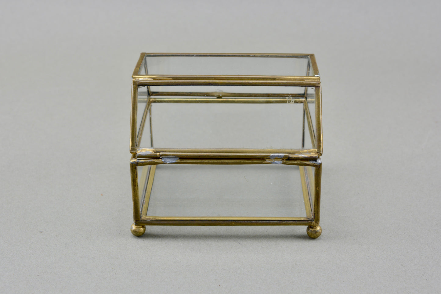 Vintage brass and glass bijouterie box