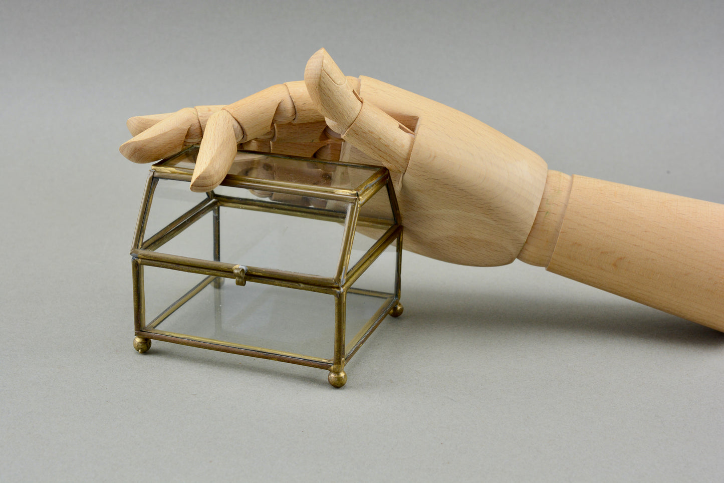 Vintage brass and glass bijouterie box