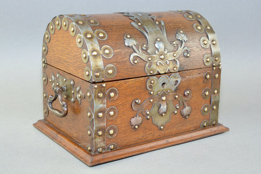 Arts and Crafts dome topped metal bound box