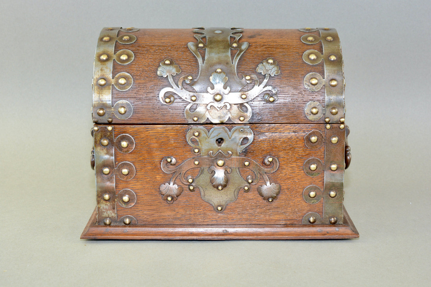 Arts and Crafts dome topped metal bound box