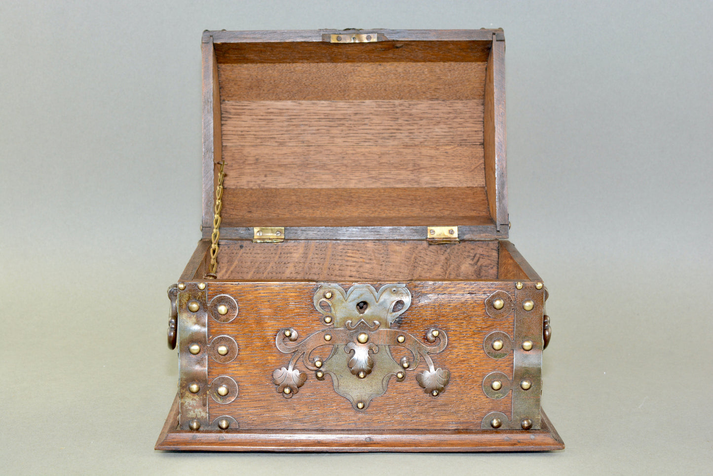 Arts and Crafts dome topped metal bound box