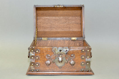 Arts and Crafts dome topped metal bound box