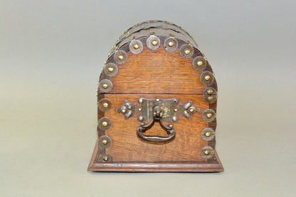 Arts and Crafts dome topped metal bound box