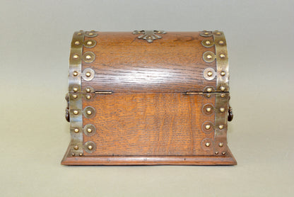 Arts and Crafts dome topped metal bound box