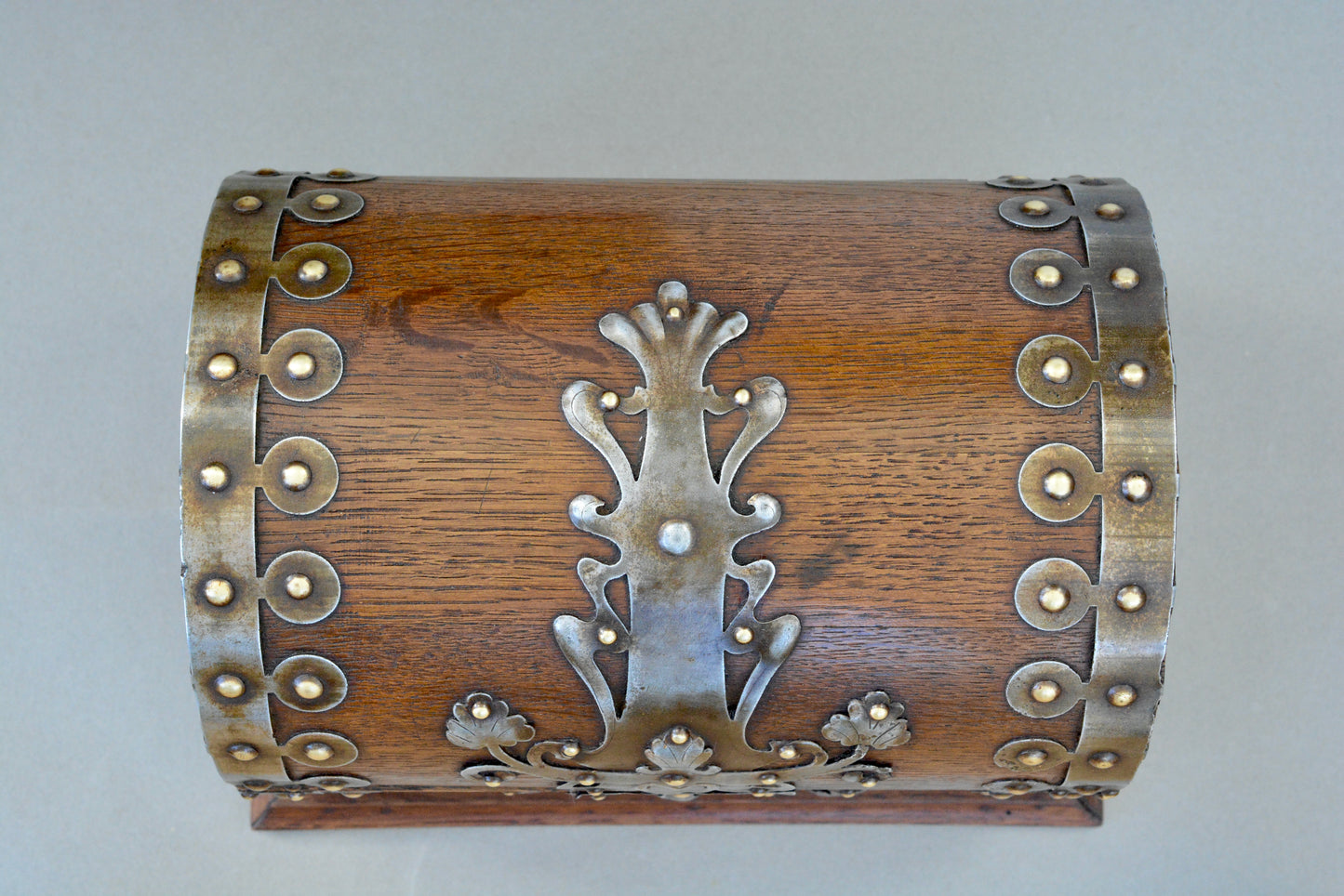 Arts and Crafts dome topped metal bound box
