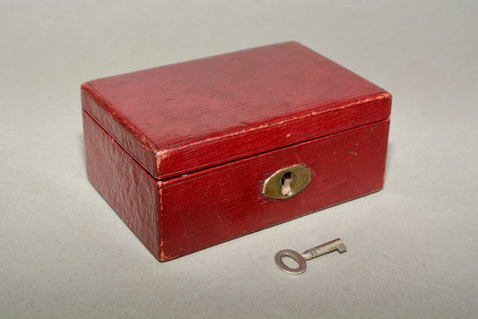 Small Edwardian red leather money box