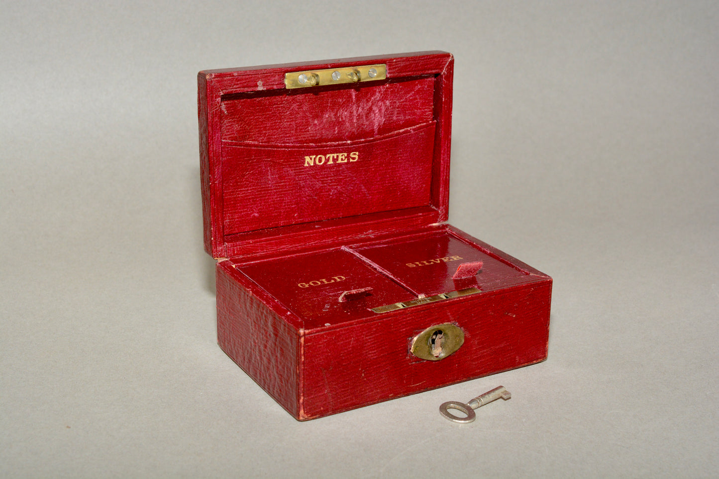 Small Edwardian red leather money box