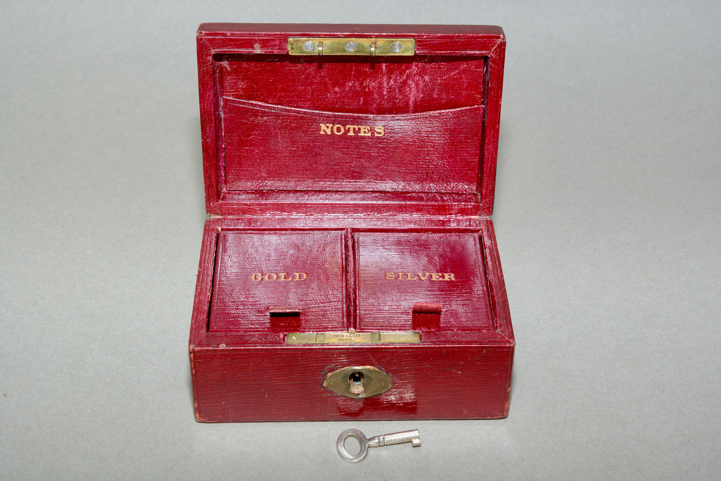 Small Edwardian red leather money box