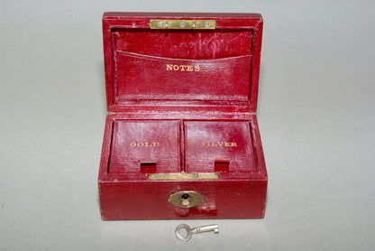 Small Edwardian red leather money box
