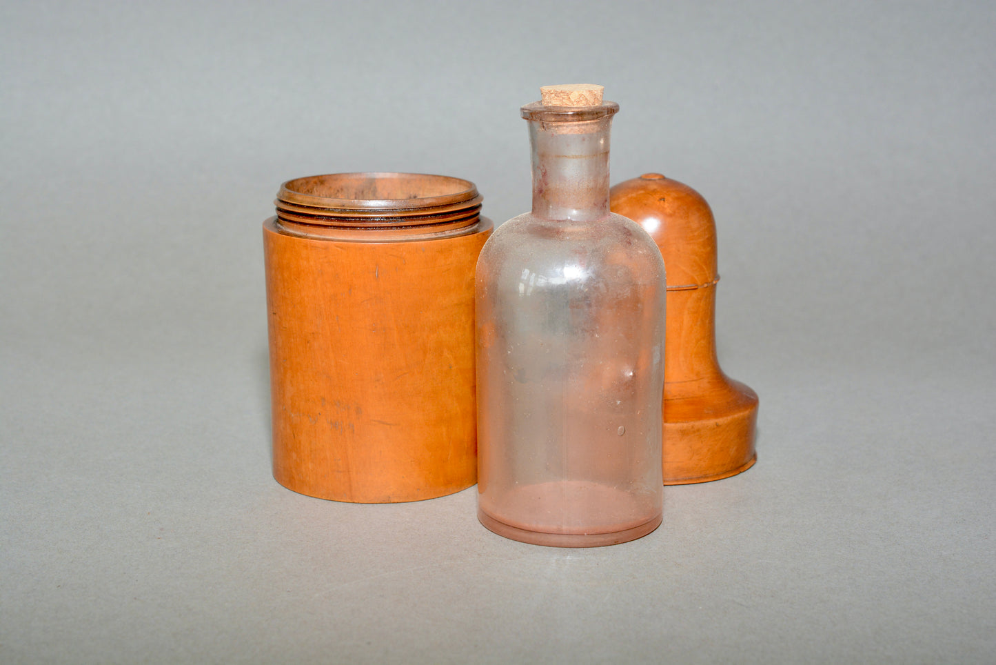 Victorian apothecary medicine bottle in wooden case