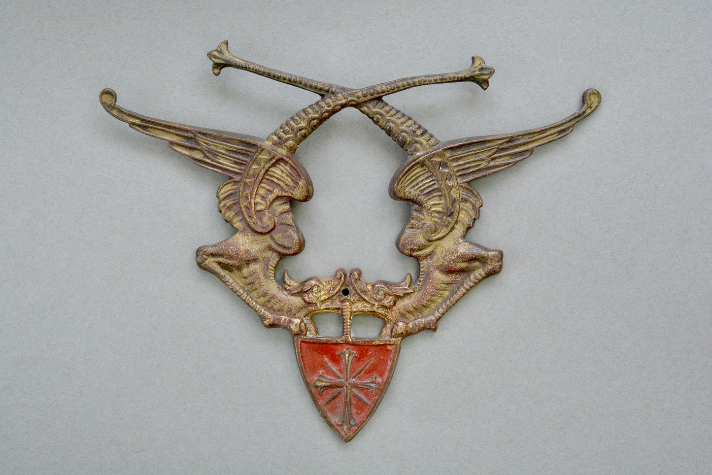 Edwardian brass dragon mount