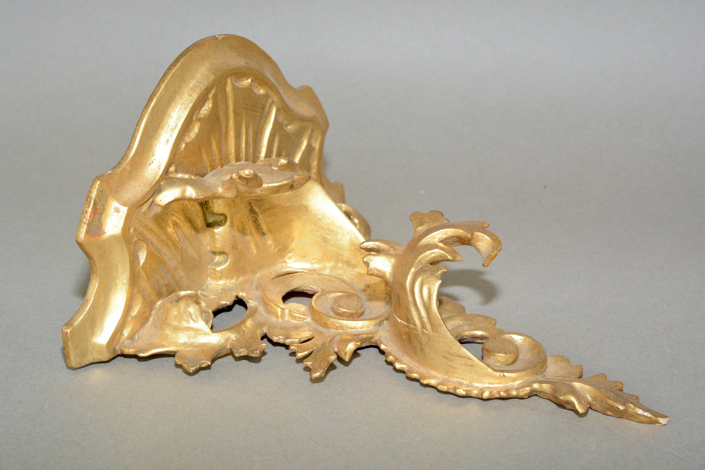 Antique carved wooden gilded Rococo wall shelf sconce corbel