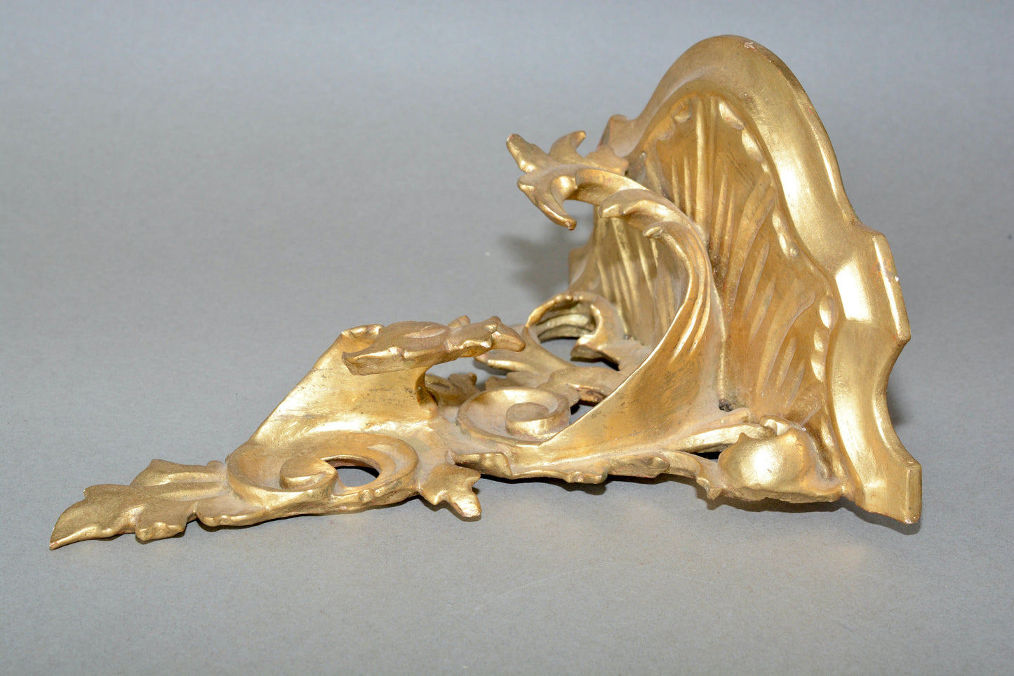 Antique carved wooden gilded Rococo wall shelf sconce corbel