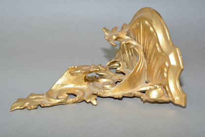 Antique carved wooden gilded Rococo wall shelf sconce corbel