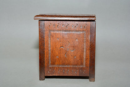 Miniature Jacobean table top oak coffer box chest
