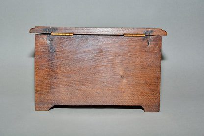 Miniature Jacobean table top oak coffer box chest