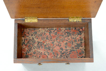Miniature Jacobean table top oak coffer box chest