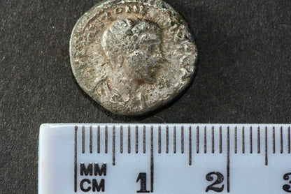 Ancient Roman silver denarius coin Antoninus emperor on horseback M5