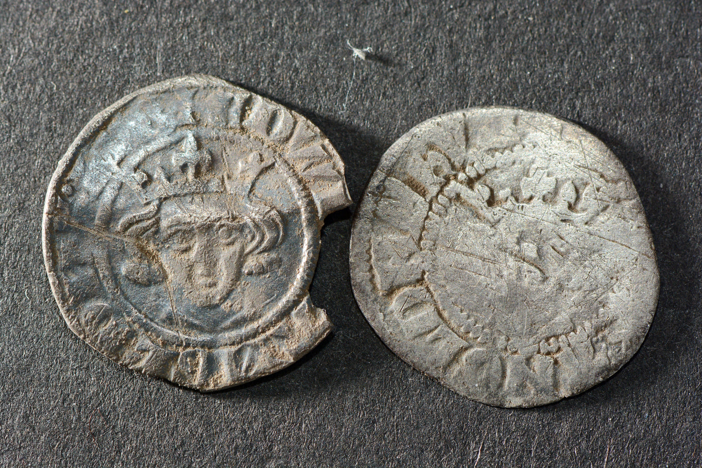 Two King Edward 1st hammered silver halfpenny 1272-1307 Medieval English coins M8