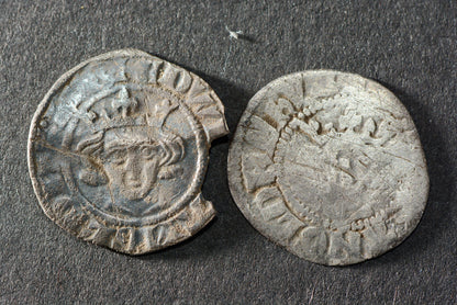 Two King Edward 1st hammered silver halfpenny 1272-1307 Medieval English coins M8