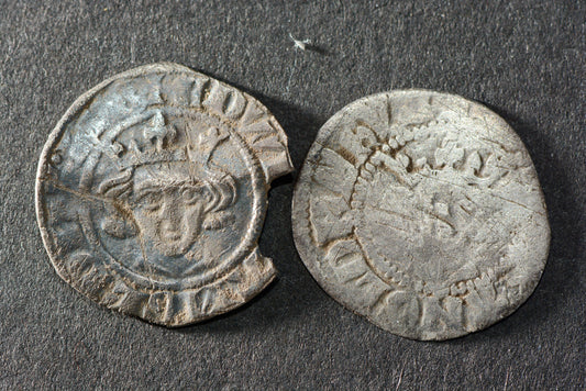 Two King Edward 1st hammered silver halfpenny 1272-1307 Medieval English coins M8