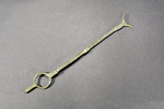 Ancient Roman bronze bird topped distaff spinning tool