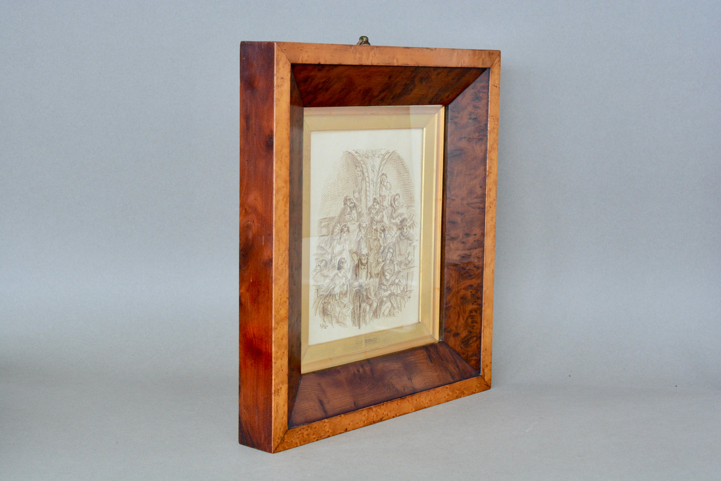 Pen and ink drawing by Emma Frances Weir in burr Yew frame