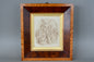 Pen and ink Dickensian drawing by Emma Frances Weir in burr Yew frame