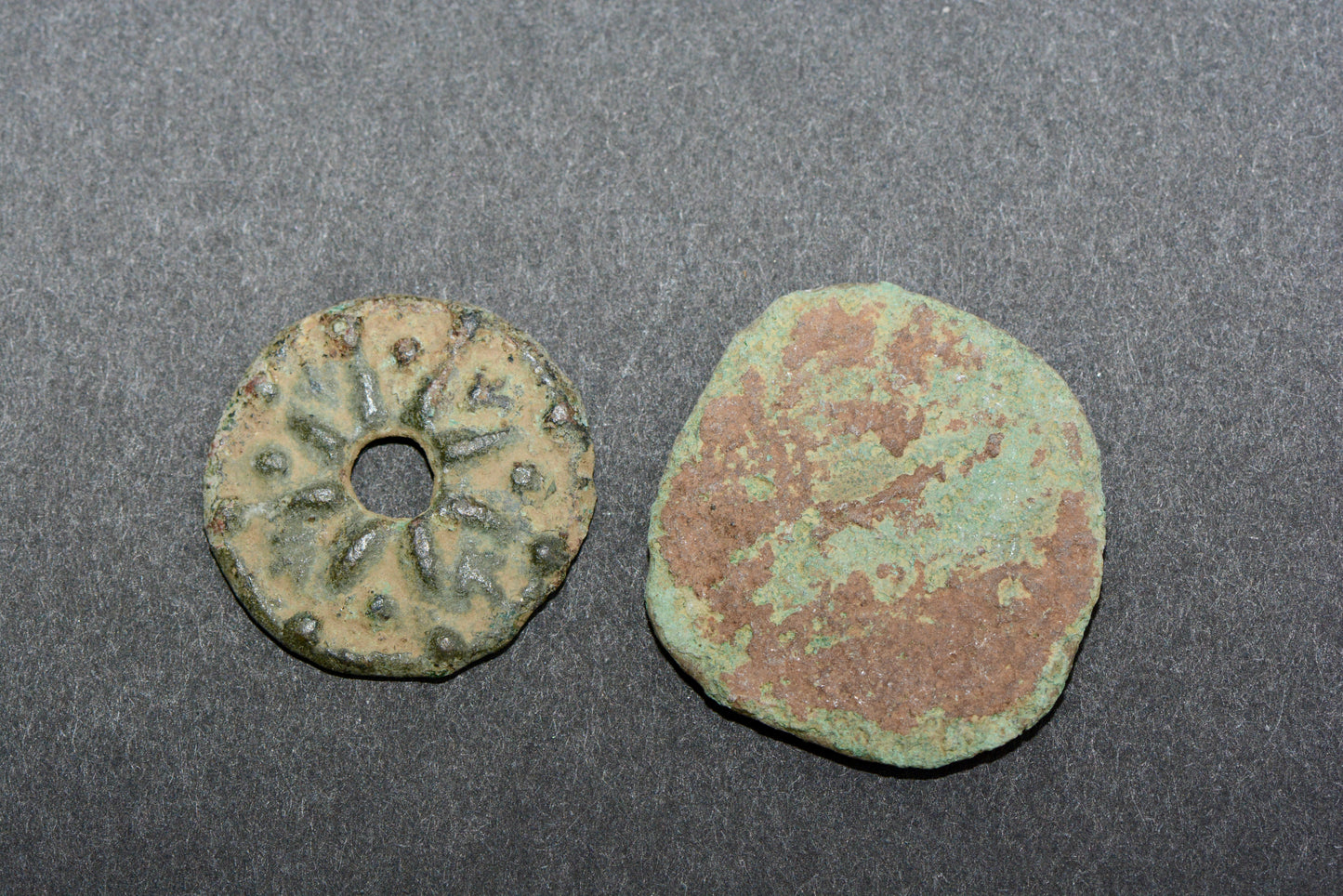 Two post medieval copper alloy tokens M19