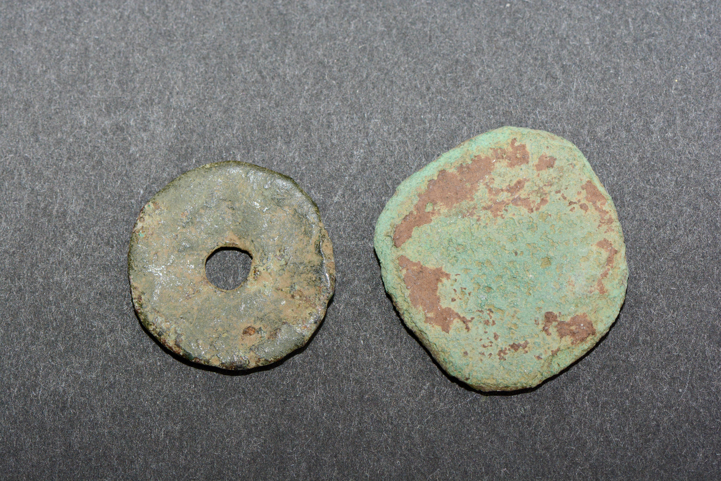 Two post medieval copper alloy tokens M19