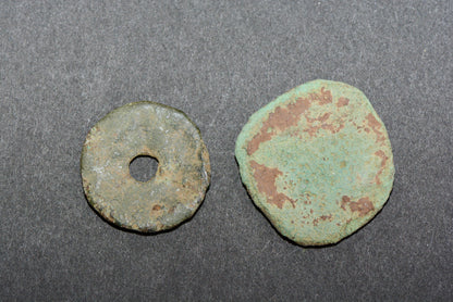 Two post medieval copper alloy tokens M19