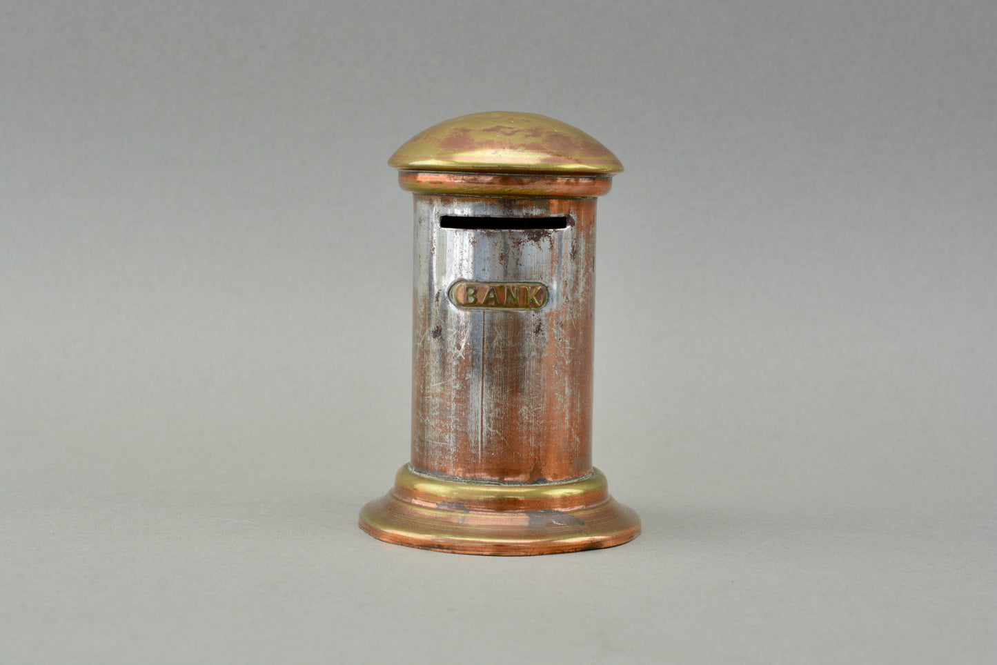English brass money box coin bank