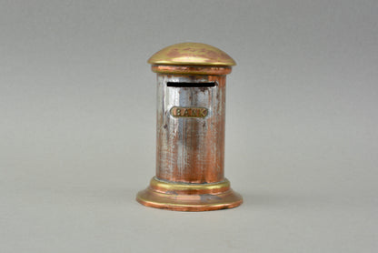 English brass money box coin bank