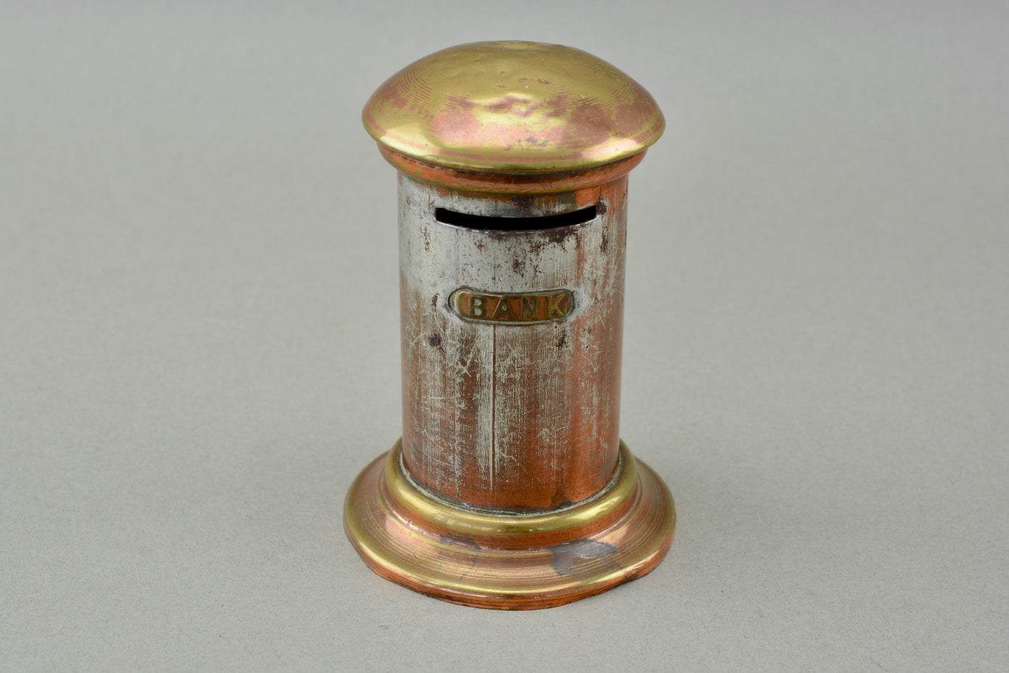 English brass money box coin bank